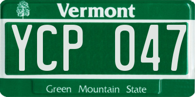 VT license plate YCP047