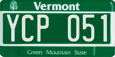 VT license plate YCP051