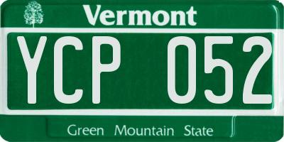 VT license plate YCP052