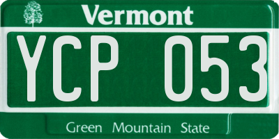 VT license plate YCP053