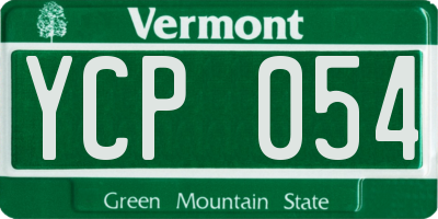 VT license plate YCP054