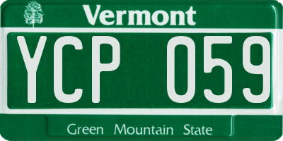 VT license plate YCP059