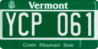 VT license plate YCP061