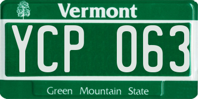 VT license plate YCP063