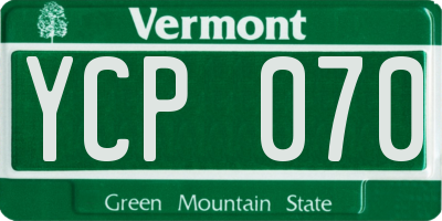 VT license plate YCP070