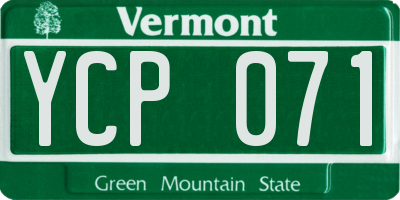 VT license plate YCP071