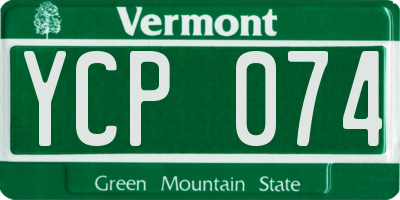 VT license plate YCP074