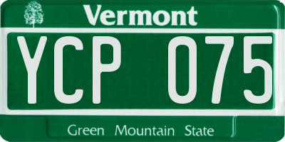 VT license plate YCP075