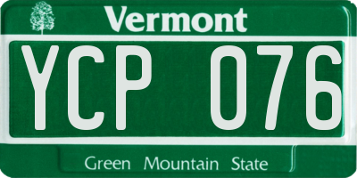 VT license plate YCP076