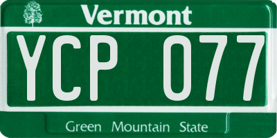 VT license plate YCP077