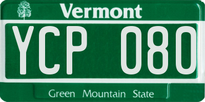 VT license plate YCP080