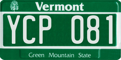 VT license plate YCP081