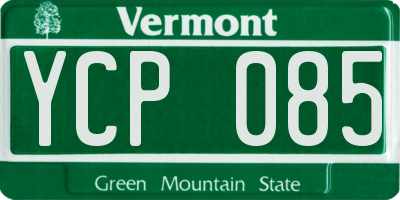 VT license plate YCP085