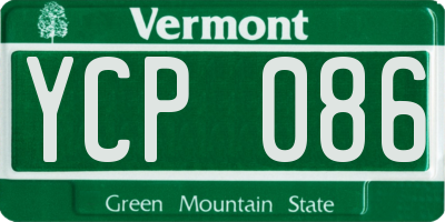 VT license plate YCP086