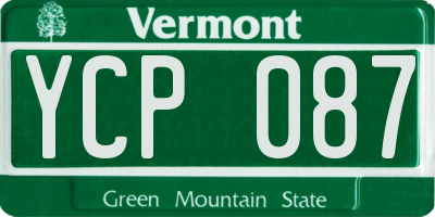 VT license plate YCP087