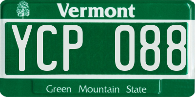 VT license plate YCP088