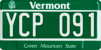 VT license plate YCP091