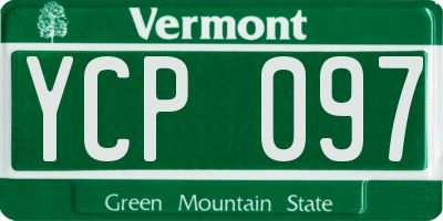 VT license plate YCP097