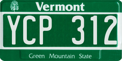 VT license plate YCP312