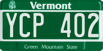 VT license plate YCP402