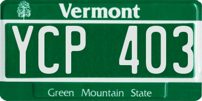 VT license plate YCP403