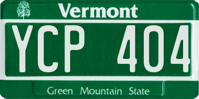 VT license plate YCP404