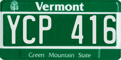 VT license plate YCP416