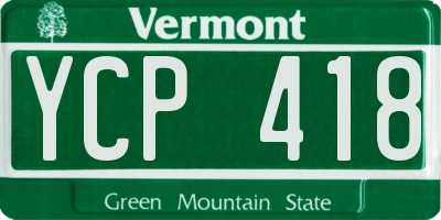 VT license plate YCP418