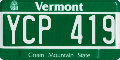 VT license plate YCP419