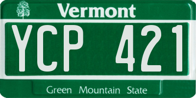 VT license plate YCP421