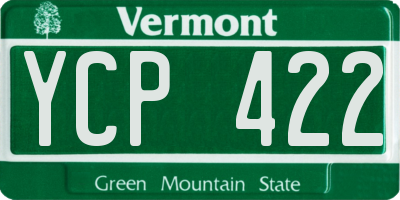 VT license plate YCP422