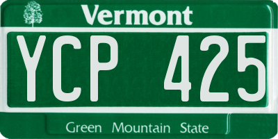 VT license plate YCP425