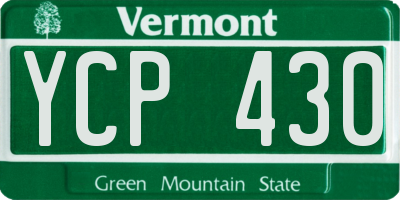 VT license plate YCP430