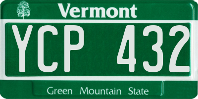 VT license plate YCP432