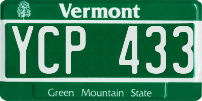VT license plate YCP433