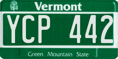 VT license plate YCP442