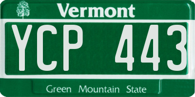 VT license plate YCP443