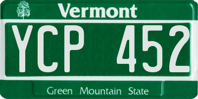 VT license plate YCP452