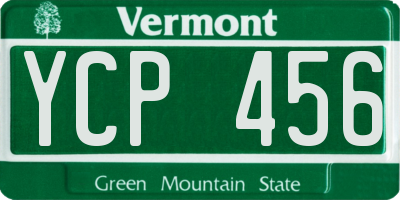 VT license plate YCP456