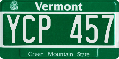 VT license plate YCP457