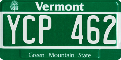 VT license plate YCP462