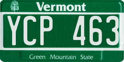 VT license plate YCP463