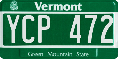 VT license plate YCP472