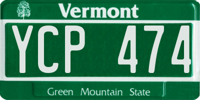 VT license plate YCP474