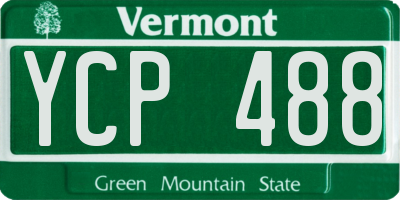 VT license plate YCP488
