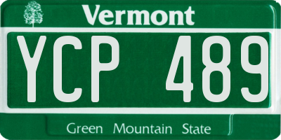 VT license plate YCP489
