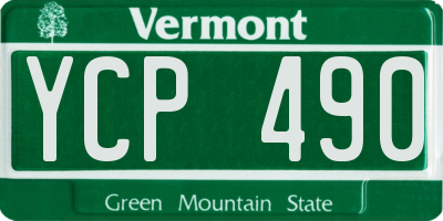 VT license plate YCP490