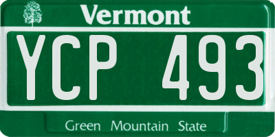 VT license plate YCP493