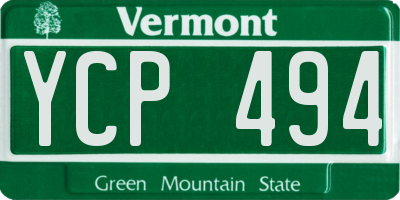 VT license plate YCP494