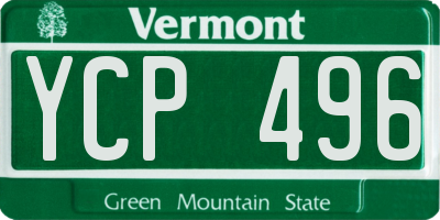 VT license plate YCP496